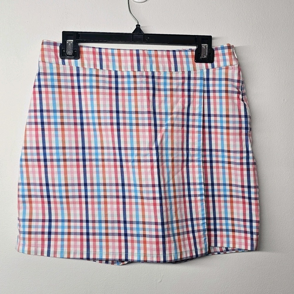 Talbots Skort Womens Size 8 Plaid Golf Tennis  Stretch Cotton‎ Side Zip EUC